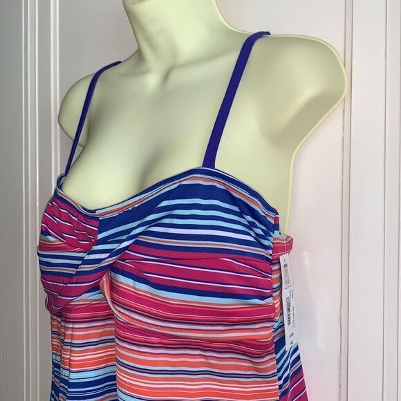 NWT a.n.a multi striped tankini swimsuit top - Picture 2 of 9